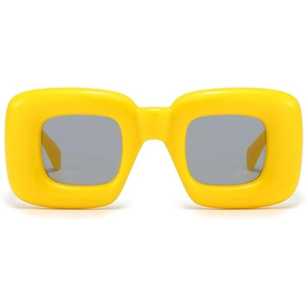 Square Yellow‎ Sunglasses Women's Chunky Frame Fashion Trendy Bold Statement New